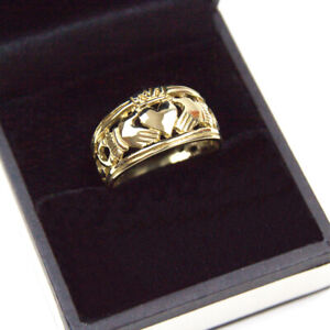 9ct Gold Claddagh Ring Full Band  UK Hallmarked