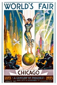 World's Fair Chicago Century of Progress 1933 Metropolis Woman Poster Art Print - Picture 1 of 2