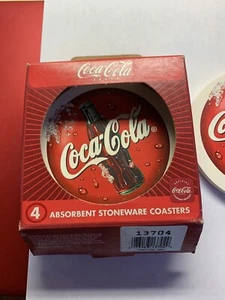 NEW Set of 3 Retro Style Coca-Cola Tin Coasters Cork Backed w/ Tin Holder - Picture 1 of 3