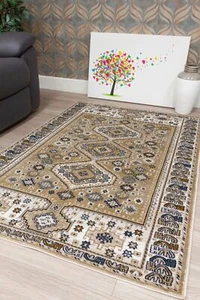 Modern Beige Rug Living Room Floor Mat Old Style Traditional Design Carpet UK - Picture 1 of 5