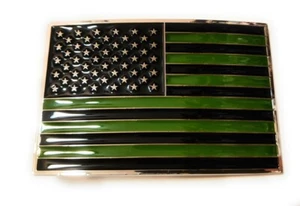 Patriotic USA Flag Belt Buckle Army navy air force Marines Police mens Mid sized - Picture 1 of 7