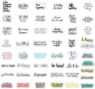 50 Inspirational Stickers Reward Motivational Water Bottle Vinyl Laptop Stickers - Image 1 of 4