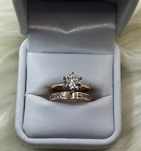 14K Rose Gold Plated Over 925 Silver 2Ct Brilliant Cut Moissanite Sz Ring 7 - Picture 1 of 9
