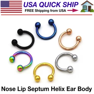 16g Nose Ring Septum Lip Nipple Helix Tragus Body Piercing Stainless Steel - Picture 1 of 4