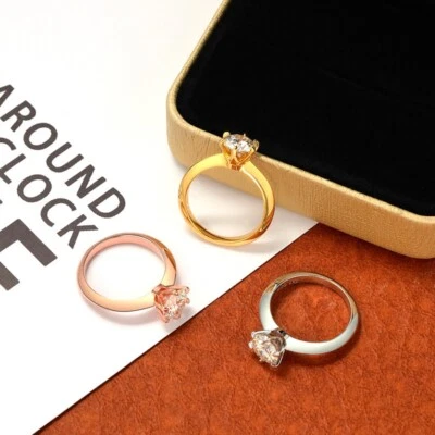 0.5-3ct VVS1 Moissanite Engagement Ring Wedding Sterling Silver 18K Gold Plated - Image 1 of 4