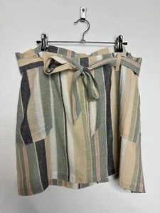 American Eagle Paper Bag Striped Mini Skirt Size XL High Waist Linen Blend New - Picture 1 of 13