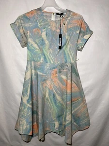 Vestido abstracto Donna Karan NY para mujer manga corta verano fresco talla 6 - Imagen 1 de 8