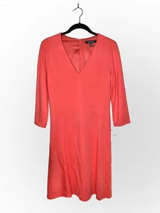 Ellen Tracy Women’s Coral Pink V-Neck A-Line Dress Size Medium 3/4 Sleeve NEW - Picture 1 of 11