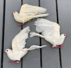 Ornements de Noël vintage décor blanc filé coton colombes vraies plumes Japon