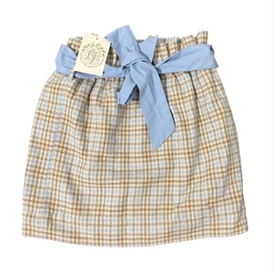 The Beaufort Bonnet Company Beasley Bow Skirt Blue Tan Woven Yarn Girl’s Size 10 - Picture 1 of 4