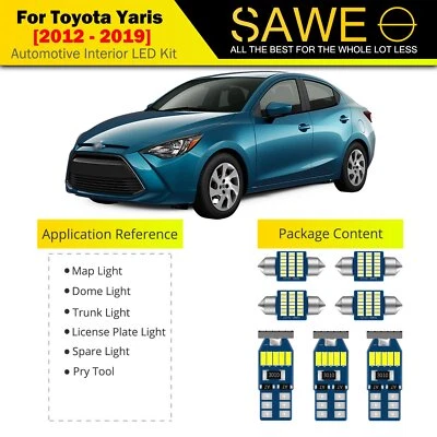 8 x Pacote de Luzes Internas de LED Ultra Brancas para 2012 - 2019 Toyota Yaris + FERRAMENTA - Imagem 1 de 4