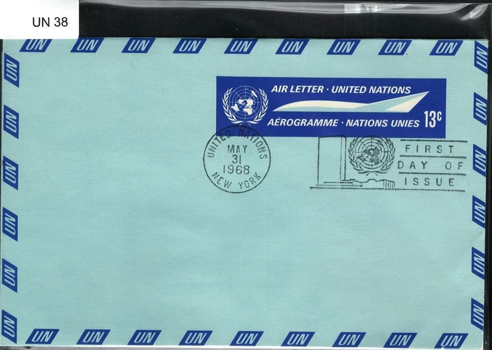 SAVOYSTAMPS – UN FDC CACHET– 1968 – UN AIRMAIL POSTAL CARD – UNUSED LOT # 21 - Image 1 of 1