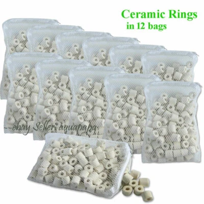 Anillos de cerámica orgánica grandes de 12 libras en 12 bolsas para filtro de bote de arrecife de estanque de acuario Foto 1 de 2