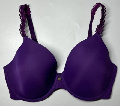 Sutiã NATORI Pure Luxe camiseta mergulho 34DD 732080 roxo alças de renda com fio - Imagem 1 de 4
