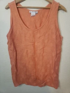 Vintage virani viscose size 12 sleeveless top 1970s orange dot knit - Picture 1 of 7