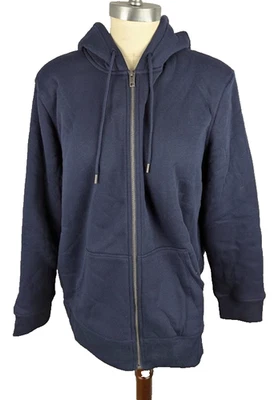 Moletom com capuz Style & Co plus size forrado com zíper frontal tamanho 0X azul industrial - Imagem 1 de 4