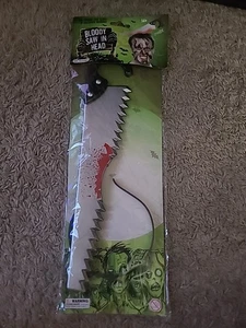 Bloody Saw In Head Zombie Halloween Headband - Picture 1 of 6
