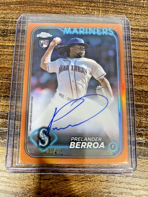 2024 Topps Chrome Rookie Autographs Prelander Berroa True Orange /25 RC Auto - Image 1 of 2