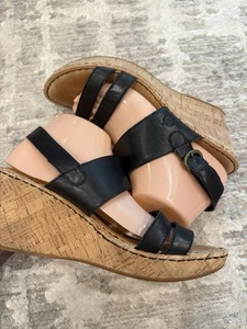 Sandalias de cuña Born negras talla 10 - Imagen 1 de 9