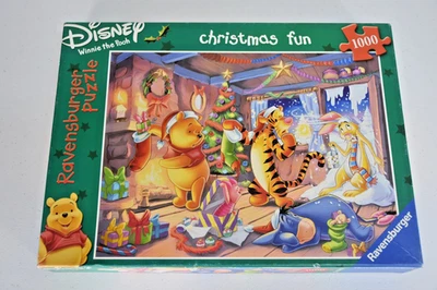 Disney Winnie the Pooh Christmas Fun 1000 Piece Puzzle – Ravensburger - Rare - Image 1 of 3