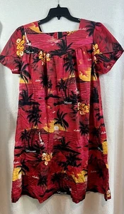Royal Creations Women’s Dress MuuMuu Hawaii Tropical Red Floral Sunset Beach 2X - Picture 1 of 5