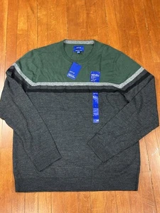 APT 9 Mens Sweater Seriously Soft Merino Wool Blend Green Gray Sz Large NWT - Picture 1 of 12