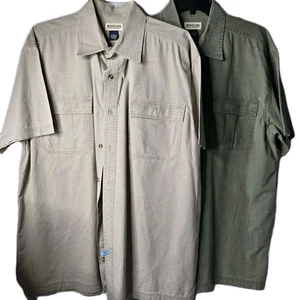 Magellan Sportswear Men's XL Short Sleeve Shirt Button Up Cotton 1 Khaki 1 Green - Picture 1 of 10