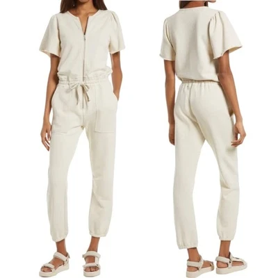 Mono Rebecca Minkoff Mila Cremallera Frontal Manga Corta Algodón Crema Talla Mediana Foto 1 de 4