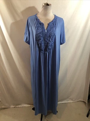 Camisón manga corta azul claro Woman Within, bordado - para mujer 1X Foto 1 de 4