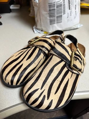 Free People Women's Seattle Clog Size 39/8 Slingback Mule Zebra Calf Hair Shoe - Image 1 of 1