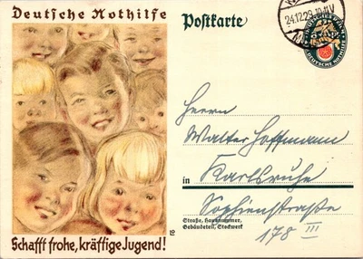 GERMANY 1929 POSTAL CACHET STATIONERY POSTCARD SEMI-POSTAL ADDR & POSTMARK - Image 1 of 2