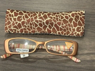 New Women’s Readers Striped Eyeglasses With Giraffe Pouch  +1.25 - Image 1 of 4