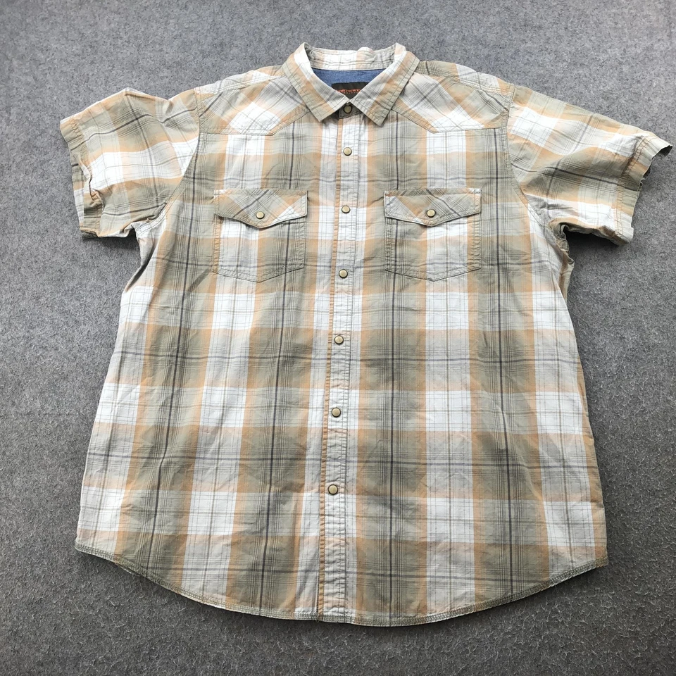 Camisa Northwest Territory Para Hombres XL Gris Tostado A Cuadros Frente a Presión Oeste Manga Corta Foto 1 de 4
