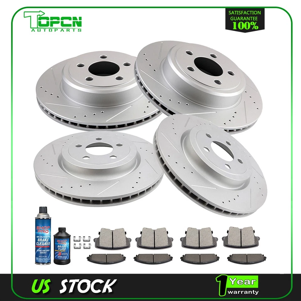 Fits Chrysler 300 Dodge Challenger Charger Front Rear Brake Rotors Ceramic Pads - Изображение 1 из 4