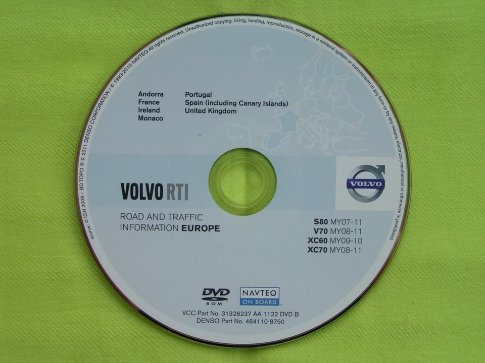 VOLVO RTI DVD NAVIGATION FRANKREICH SPANIEN PORTUGAL GB 2011 S80 V70 XC60 XC70 - Bild 1 von 1