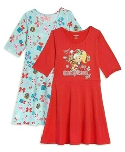 Jojo Siwa Niñas Vestido de Vacaciones Mangas 3/4 Paquete de 2 Rojo Navidad, Verde XS-L 4-12 - Imagen 1 de 5
