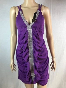 Damen Jewels V-Ausschnitt kurzes Mini Sommerkleid Strand lila Boho Sommerkleid Frauen  - Bild 1 von 7