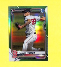 2021 Bowman Chrome #13 Tanner Houck 4/99 Green Refractor Rookie Card Red Sox