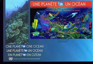 DOS grandes FDC 2010 - Oficina de Ginebra - Un planeta/Un océano - Imagen 1 de 2