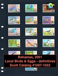 1/3 de descuento $73.30 Scott Value - 2001 Bahamas Birds & Eggs definitivos CV MNH NH UMM - Imagen 1 de 4