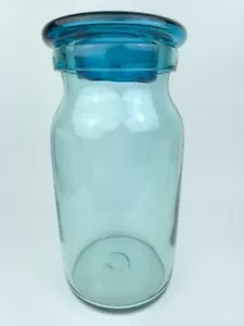 Vintage Blenko MCM Blue Round Art Glass 9.5" Jar Canister w/ Lid - Picture 1 of 12