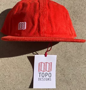 Topo Designs Red Corduroy Coral Cap NWT Adjustable Embroidery Cotton One Size - Picture 1 of 8