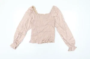 Pieces Womens Pink Floral Viscose Basic T-Shirt Size S Square Neck - Picture 1 of 10