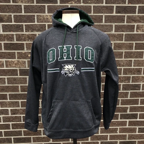 Ohio Bobcats Dark Gray Hoodie Hooded Logo Sweatshirt XL Colosseum Sewn Twill Cover