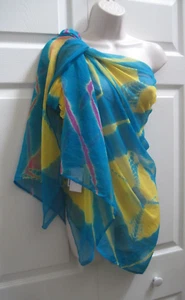 Sarong Swimsuit Bikini Beach Cover Up Skirt Wrap Raz Made in India Turquoise New - Picture 1 of 23