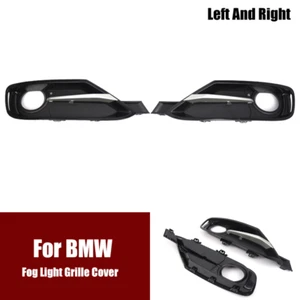 Black Silver Pair Car Front Bumper Fog Light Grille Cover For BMW 3 Series F30 - Foto 1 di 7