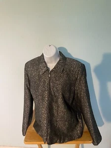 Alfred Dunner Ladies 6 Petite Zipper Sequin Snakeskin Look Long Sleeve Jacket - Picture 1 of 6