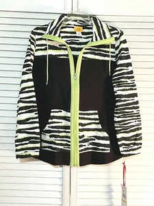 Ruby Rd. Jacket - Lime & Black/white -Animal Print- Size Medium -new with tags - Picture 1 of 5