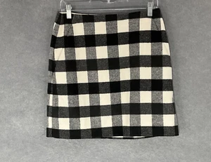 Loft Mini Skirt Womens Sz 6 Wool Blend Buffalo Plaid Wool Blend Lined Preppy - Picture 1 of 12