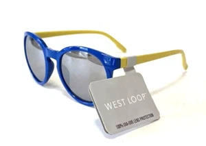 NEW KIDS Children’s Sunglasses West Loop Round Blue Yellow Mirror Youth Size - Picture 1 of 6